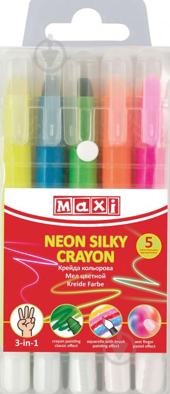 Набір крейди Neon Silky Crayon 5 кольорів MX60712 Maxi - фото 1