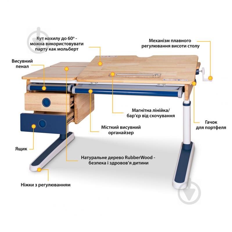 Дитячий стіл Mealux Oxford BD-920 Wood BL із шухлядою - фото 8