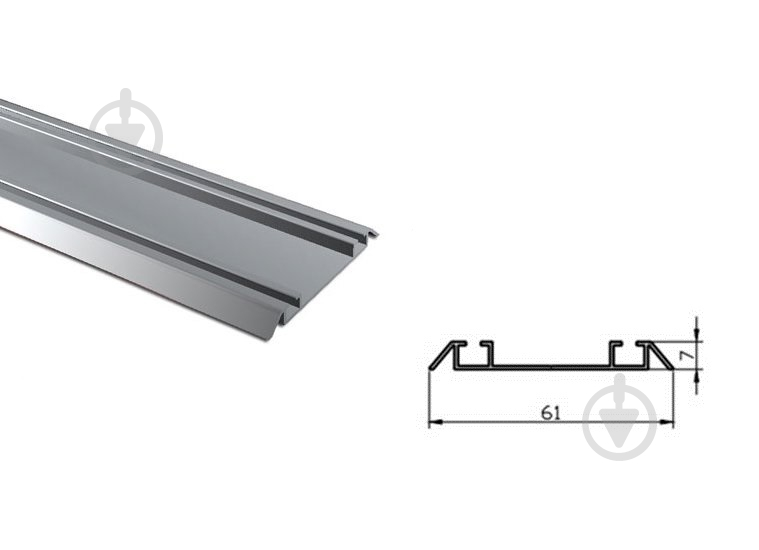 Профіль меблевий алюмінієвий 61х7 анод срібло 1,2 м гладкий анодоване срібло - фото 2