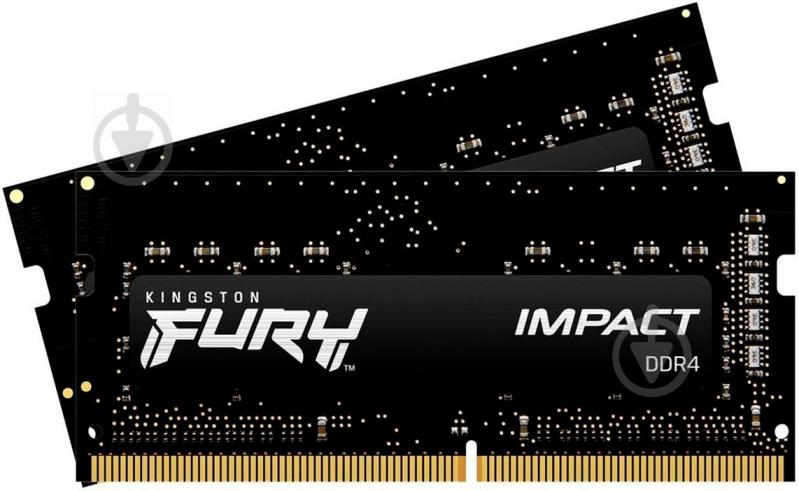 Оперативная память Kingston SODIMM DDR4 32 GB (2x16GB) 3200 MHz (KF432S20IBK2/32) Fury Impact Black - фото 1