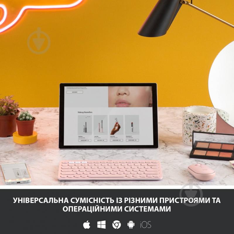 Клавиатура Logitech Multi-Device K380 BT Ru (920-010569) rose - фото 4 Клавиатура Logitech Multi-Device K380 BT Ru (920-010569) rose - фото 4