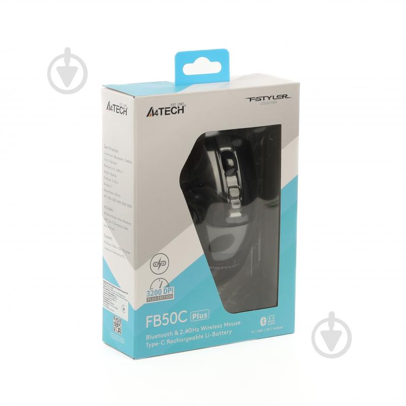 Мишка бездротова A4Tech Bluetooth / 2.4 ГГц, вбудований акумулятор, 3200DPI black (FB50C Plus (Black)) - фото 13