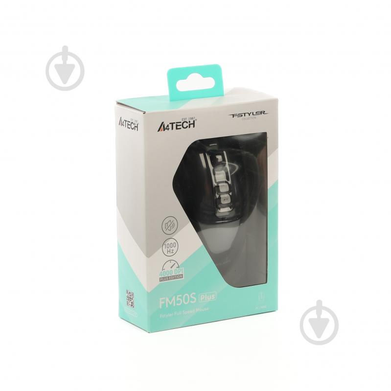 Мышь A4Tech бесшумная, USB, 3200 dpi, Double Click black (FM50S Plus (Black)) - фото 12