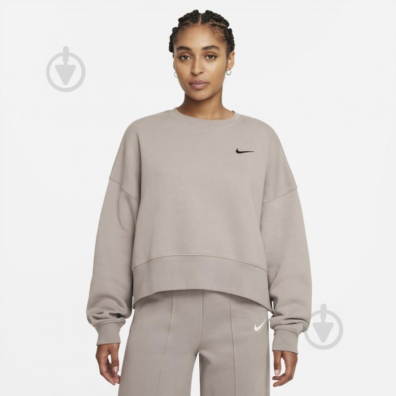 Світшот Nike WMNS NSW CREW FLC TREND DQ0387-087 р. M бежевий - фото 1