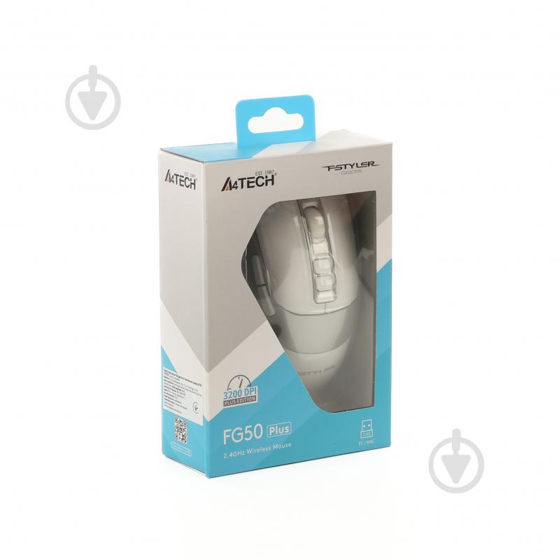 Мышь A4Tech беспроводная, 3200 dpi, двойной клик white (FG50 Plus (White)) - фото 13