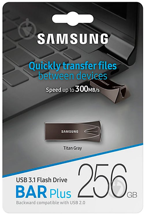 Накопичувач Samsung Bar plus 256 ГБ USB 3.1 GEN 1 gray (MUF-256BE4/APC) - фото 6