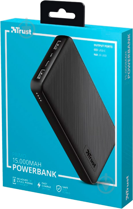 Повербанк Trust Primo Ultra-thin 10000 mAh black (23594) - фото 7