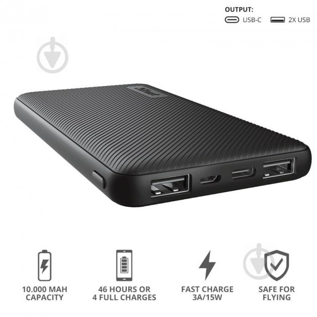 Повербанк Trust Primo 10000 mAh 10000 mAh black (23595) - фото 6