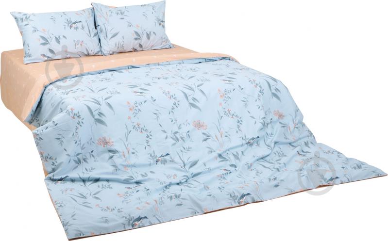 Комплект постельного белья Spring Bird 2,0 голубой с бежевым - фото 1 Комплект постельного белья Spring Bird 2,0 голубой с бежевым - фото 1