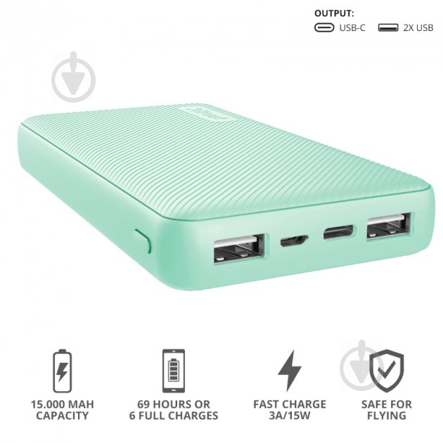 Повербанк Trust Primo 15000 mAh mint (23902_TRUST) - фото 8