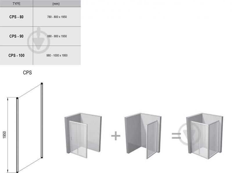 Душевая стенка Ravak CPS-90 White+Transparent - фото 2 Душевая стенка Ravak CPS-90 White+Transparent - фото 2