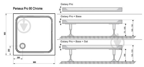 Поддон душевой Ravak PERSEUS PRO-90 CHROME white - фото 3