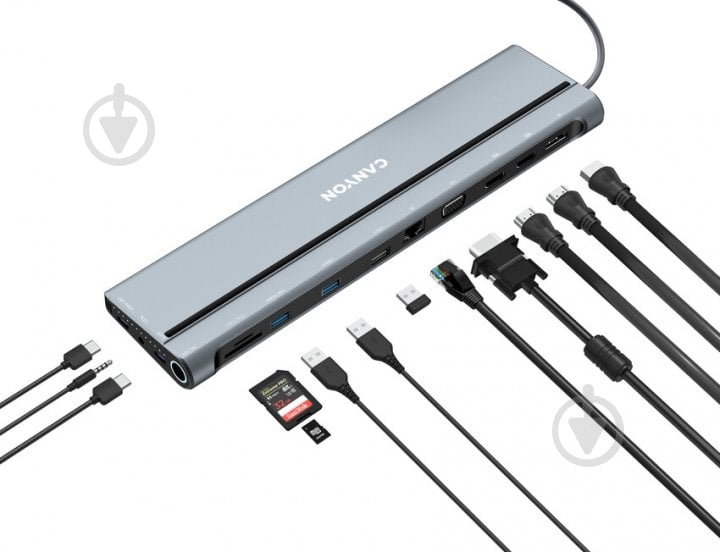 Док-станція Canyon DS-90 USB-C 14-в-1 dark grey (CNS-HDS90) - фото 6