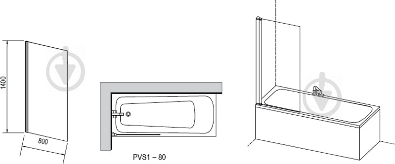 Штора для душу Ravak PVS 1-80 Transparent - фото 2
