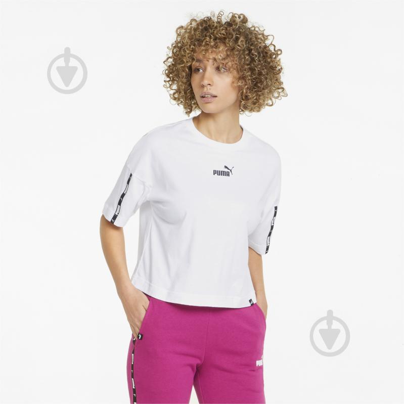 Футболка Puma Power Tape Cropped Tee 84711602 р.XL белый - фото 1