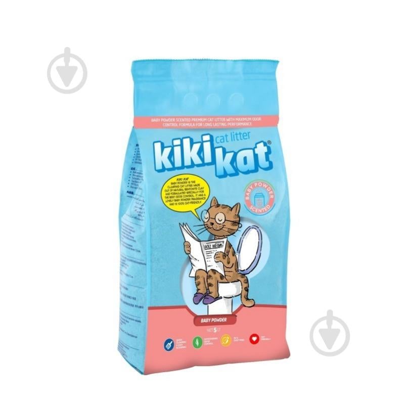 Наполнитель для кошачьего туалета бентонитовый Kikikat Cat Litter, детская пудра, 5л" 5 кг - фото 1