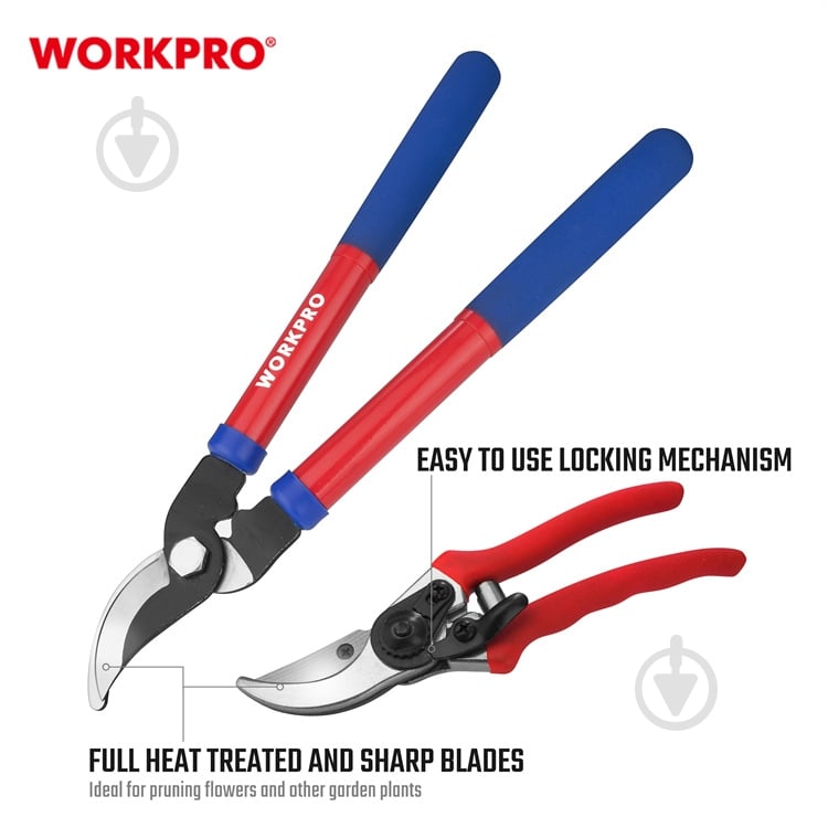 Набір садового інструменту WORKPRO сучкоріз та секатор PRO WP204500 - фото 4 Набір садового інструменту WORKPRO сучкоріз та секатор PRO WP204500 - фото 4