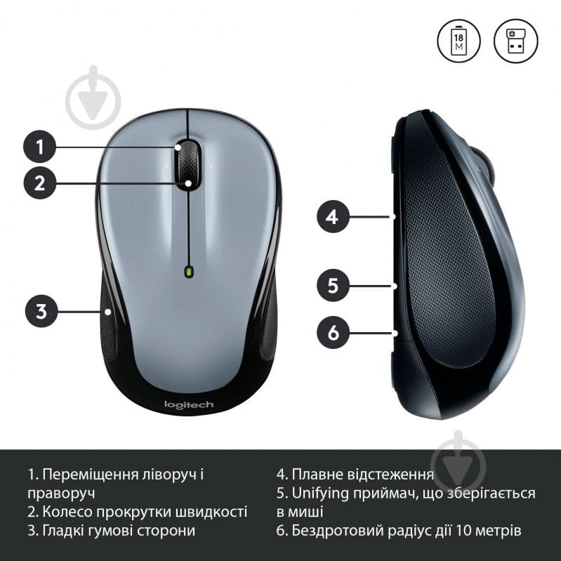 Мышка Logitech M325s Wireless light silver (910-006813) - фото 6