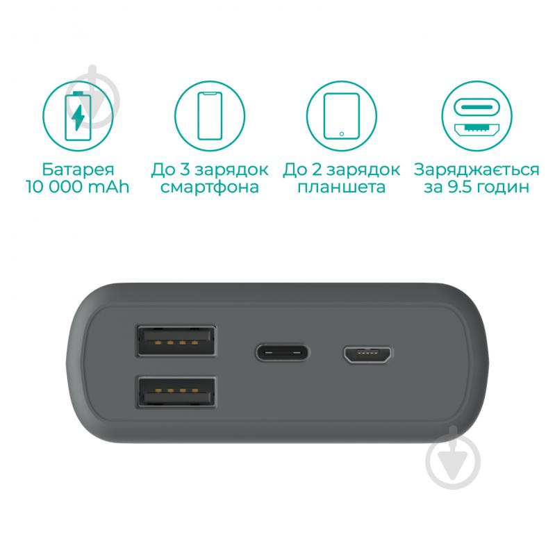 Повербанк Hama 10000 mAh grey (201668) Supreme 10HD - фото 2