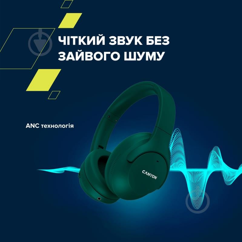 Наушники Canyon OnRiff 10 ANC Bluetooth green (CNS-CBTHS10GN) - фото 8