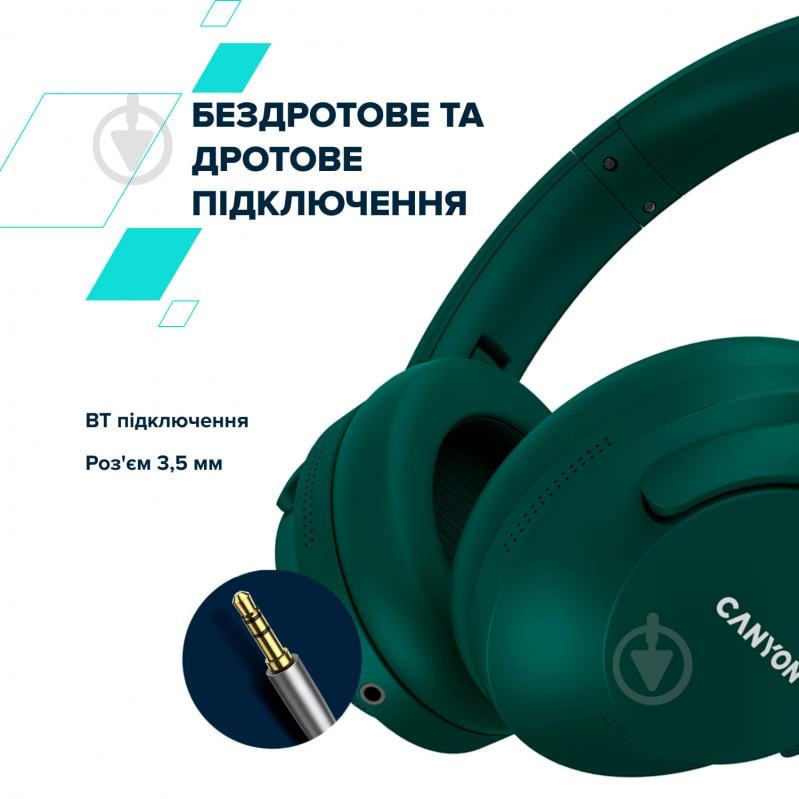 Наушники Canyon OnRiff 10 ANC Bluetooth green (CNS-CBTHS10GN) - фото 9