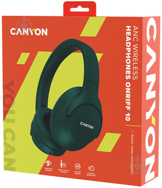 Наушники Canyon OnRiff 10 ANC Bluetooth green (CNS-CBTHS10GN) - фото 6