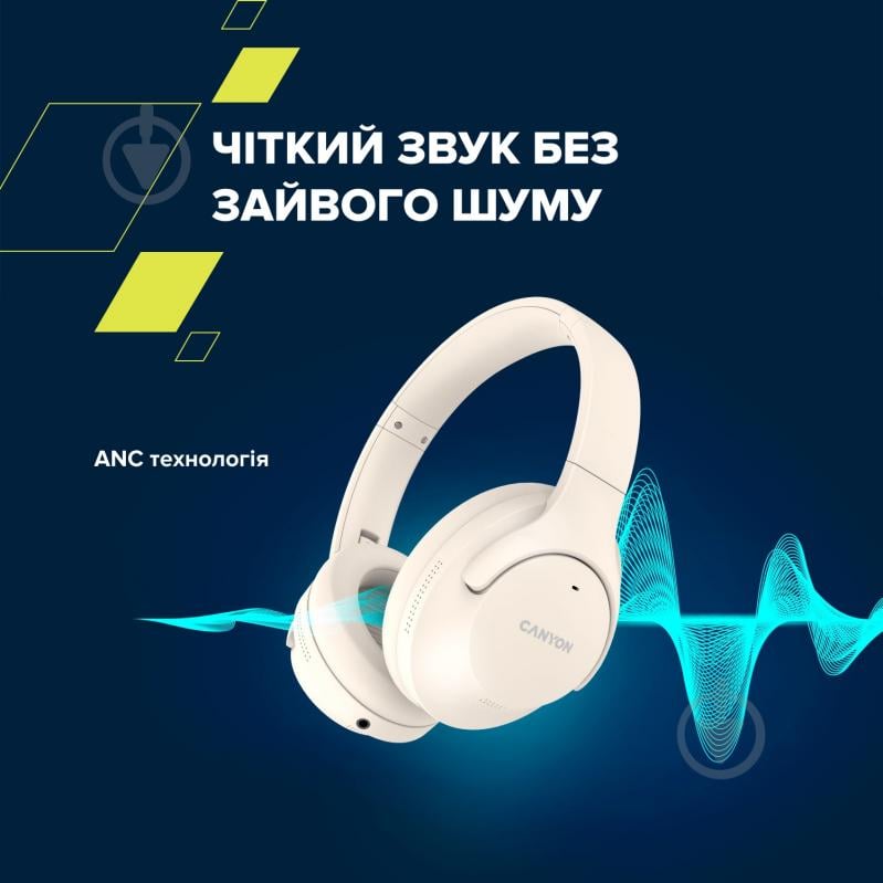 Навушники Canyon OnRiff 10 ANC Bluetooth beige (CNS-CBTHS10BG) - фото 12