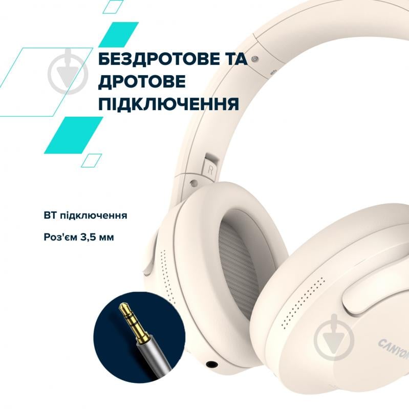 Навушники Canyon OnRiff 10 ANC Bluetooth beige (CNS-CBTHS10BG) - фото 8
