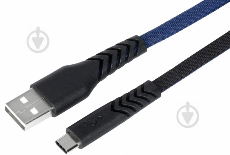 Кабель 2E USB – microUSB 1 м черный с синим (2E-CCMT-1MBL) - фото 1