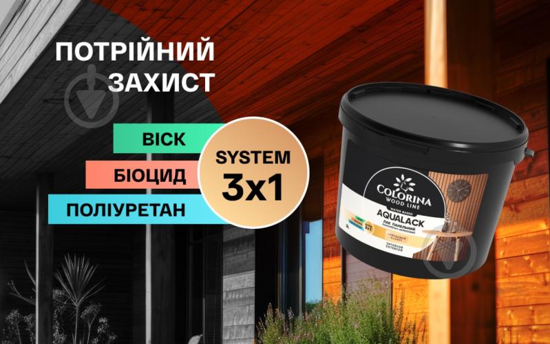 Лак панельний AQUALACK COLORINA глянец прозрачный 3 л - фото 7