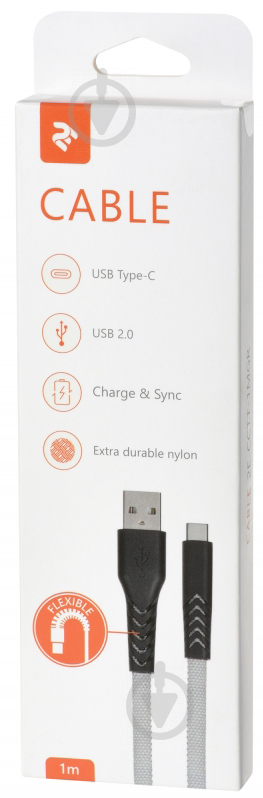 Кабель 2E USB-USB-C 1 м серый (2E-CCTT-1MGR) - фото 3