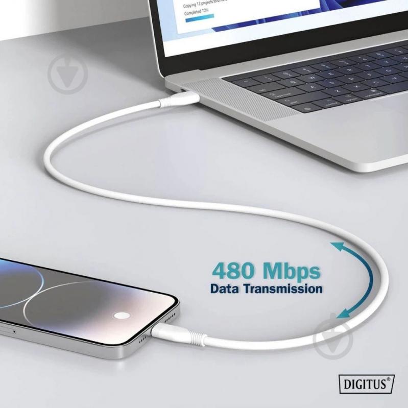 Кабель Digitus 1 м білий (AK-600110-010-W) - фото 4 Кабель Digitus 1 м білий (AK-600110-010-W) - фото 4