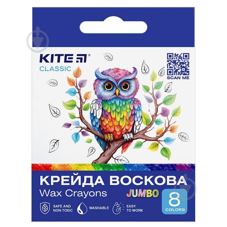 Крейда воскова Jumbo 8 кольорів Classic K-076 KITE - фото 1