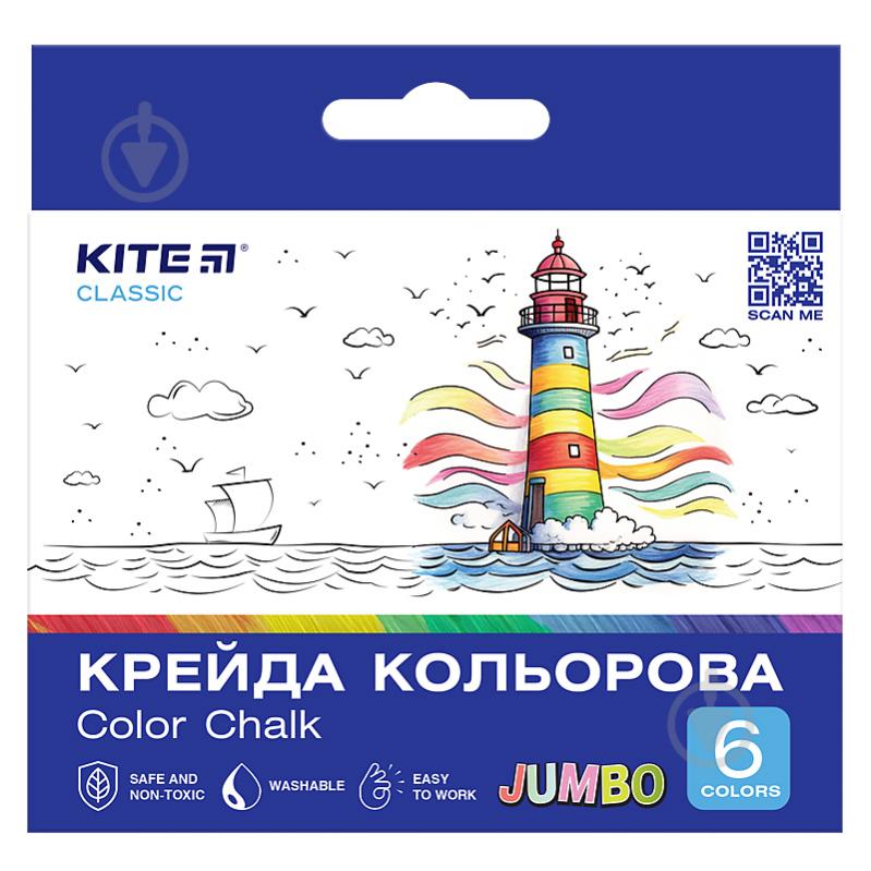 Крейда кольорова Jumbo 6 кольорів Classic K-073 KITE - фото 1