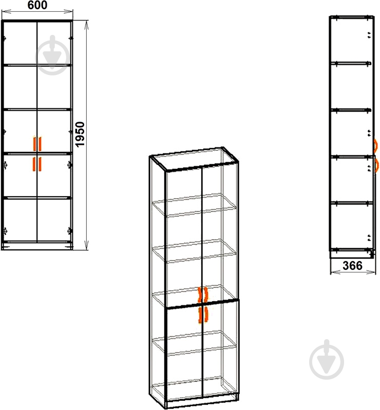 УЦЕНКА! Шкаф Компанит КШ-6 орех - фото 3
