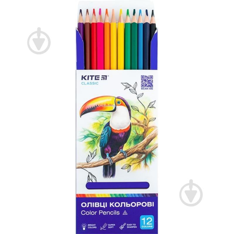 Карандаши цветные трехгранные 12 шт. Classic K-053 KITE - фото 1 Карандаши цветные трехгранные 12 шт. Classic K-053 KITE - фото 1