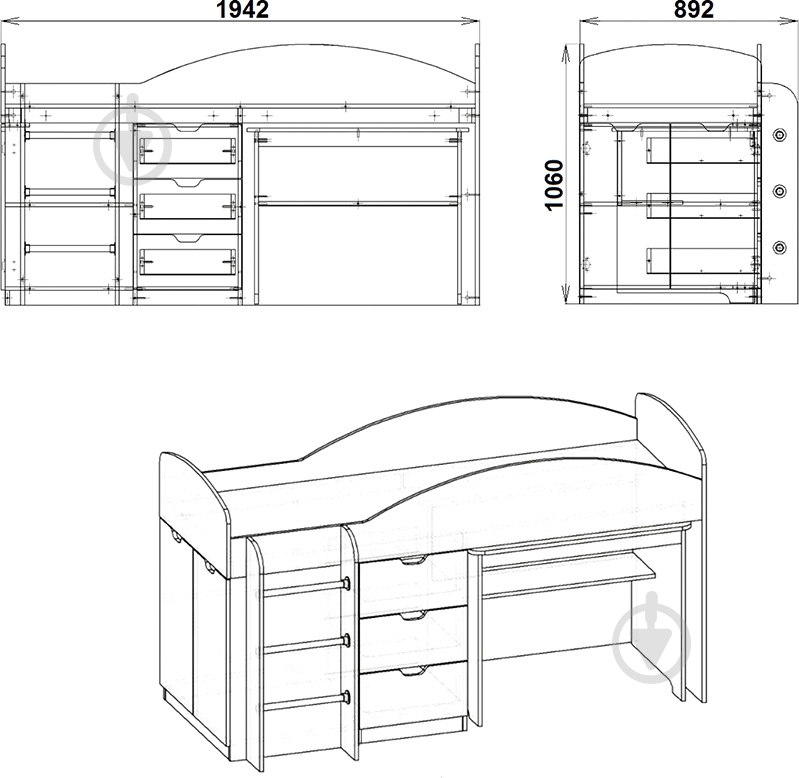УЦЕНКА! Кровать-горка Компанит Универсал дуб сонома - фото 2