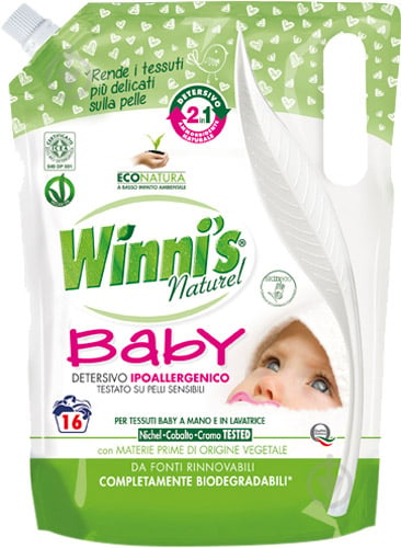 Кондиціонер-ополіскувач Winni’s naturel Lavatrice Baby Гель для прання + ополіскувач 2 в 1 0,8 л - фото 1