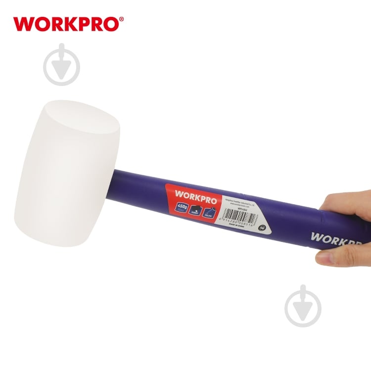 Киянка WORKPRO 450 гр белая пластиковая ручка PRO - фото 2