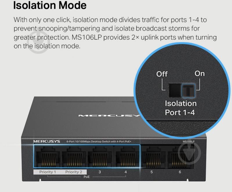 Коммутатор Mercusys MS106LP - фото 7 Коммутатор Mercusys MS106LP - фото 7