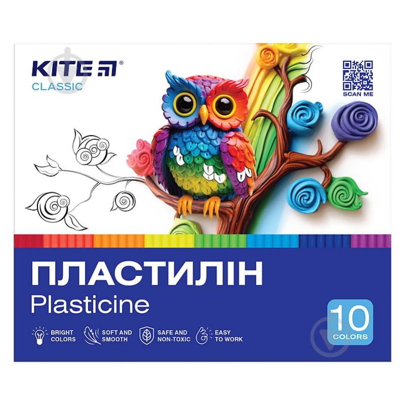 Пластилин восковый 10 цветов 200 г Classic (K-084) KITE - фото 1