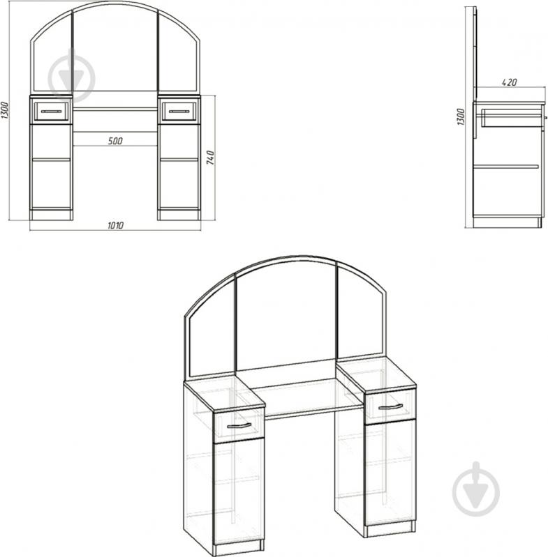 УЦЕНКА! Трюмо Компанит 4 нимфея альба - фото 3