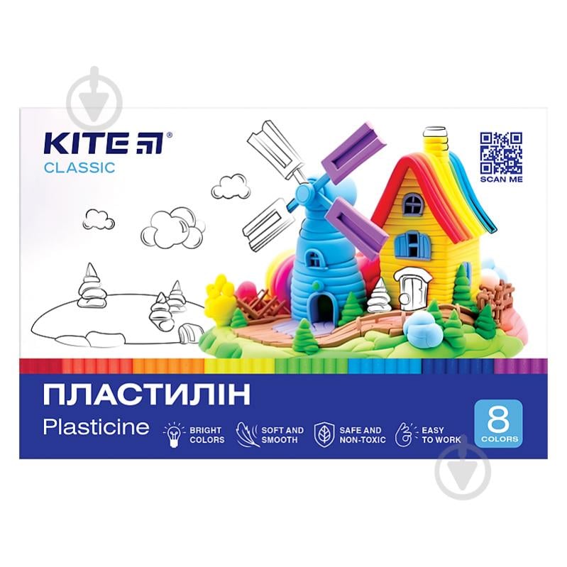 Набір пластиліну 8 кольорів 160 г Classic (K-082) KITE - фото 1