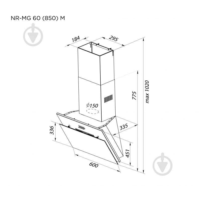 Вытяжка Pyramida NR-MG 60 (850) M BL - фото 7