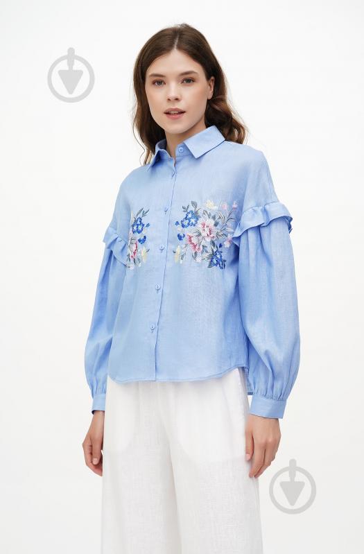 Блуза Галерея льна Истра р. 52 голубой 9347/52/435 - фото 1