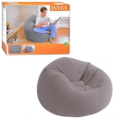 Крісло надувне Intex 68579 107х104 см сірий - фото 1