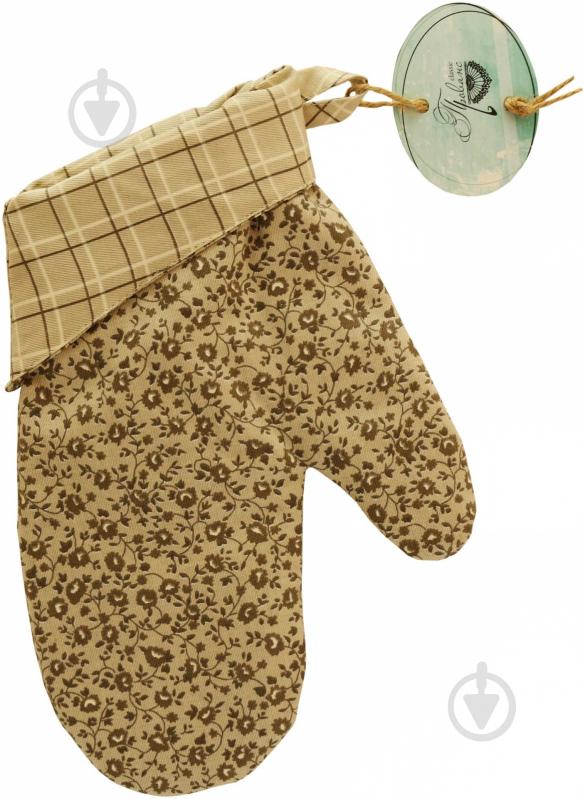Прихватка-варежка Цветы 16x26 см светло-коричневый Прованс - фото 1