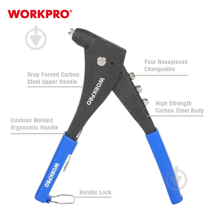 Ключ заклепочный WORKPRO 250 мм Cr-Mo PRO WP225006 - фото 2 Ключ заклепочный WORKPRO 250 мм Cr-Mo PRO WP225006 - фото 2