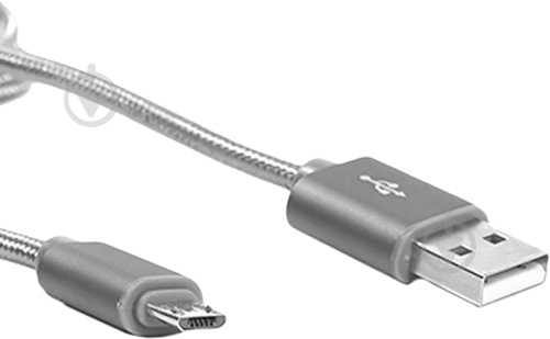 Кабель PowerPlant USB – microUSB 2 м серый USB 2.0 AM – Micro 2м - фото 3
