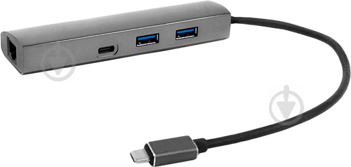 Перехідник PowerPlant USB 3.0 Type-C – USB 3.1 + Gigabit Ethernet - фото 1